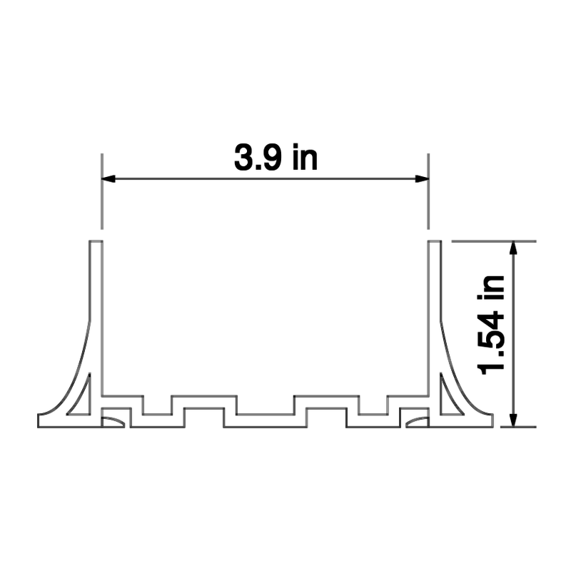 Drawing of the CoR Channel 100 by Panelmart, for insulated panels 3.9 in thick, 1.54 in high