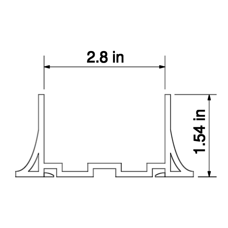 Drawing of the CoR Channel 70 by Panelmart, for insulated panels 2.8 in thick, 1.54 in high